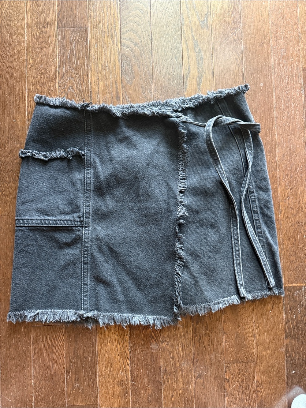 Urban Outfitters Black Frayed Wrap Mini Skirt
